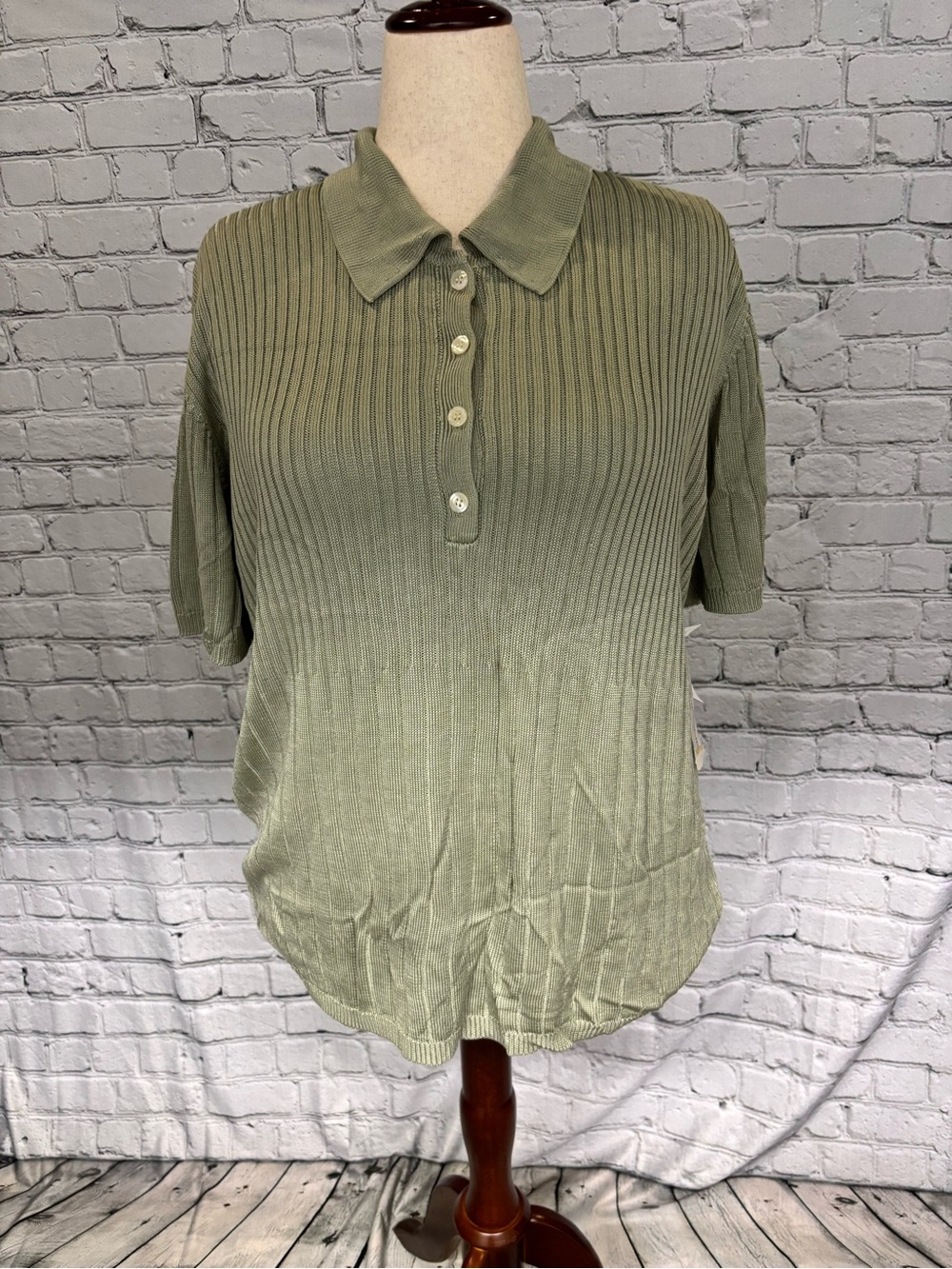 *NEW* Evan-Picone Woman 100% Silk 1/4 Button Polo Top - Size 3X